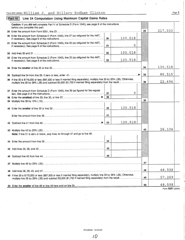 2000 U.S. Individual Income Tax Return - Page 10