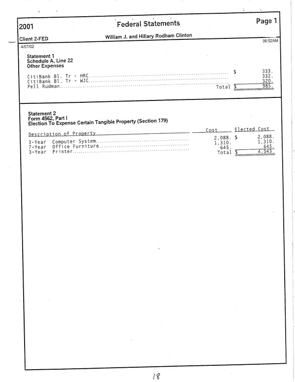 2001 U.S. Individual Income Tax Return - Page 18