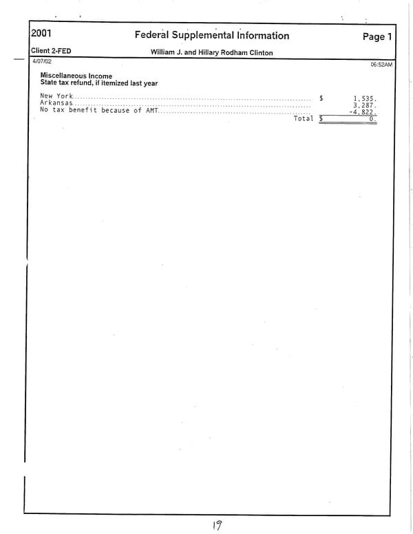 2001 U.S. Individual Income Tax Return - Page 19