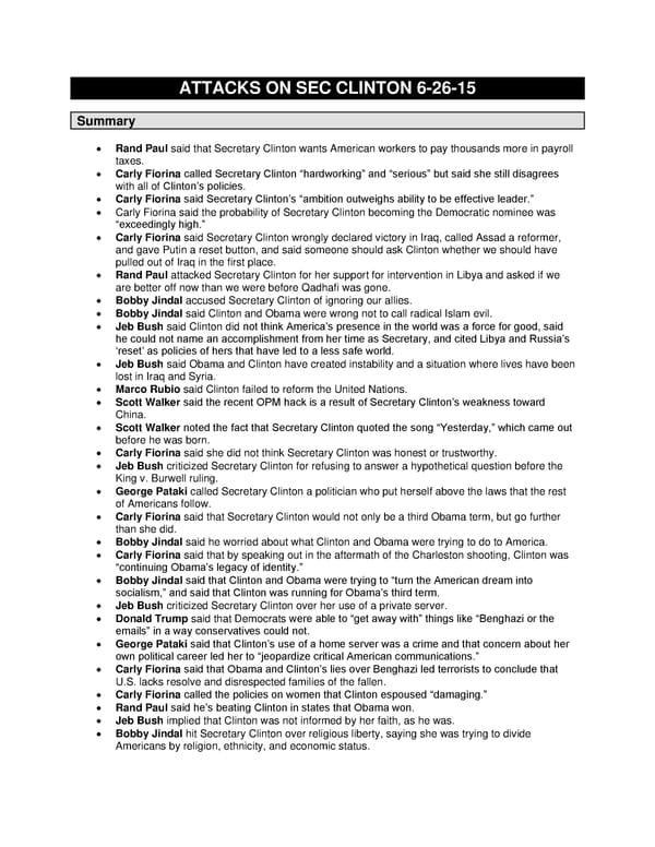 Attacks on Clinton 6/26/15 - Page 1