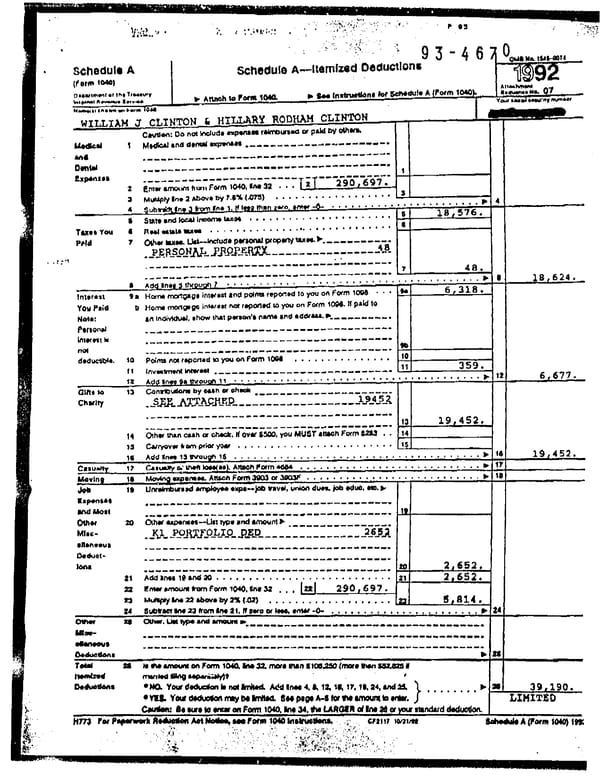 1992 U.S. Individual Income Tax Return (B_Clinton_1992) - Page 4