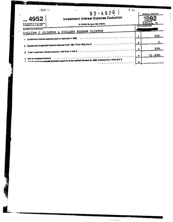 1992 U.S. Individual Income Tax Return (B_Clinton_1992) - Page 13