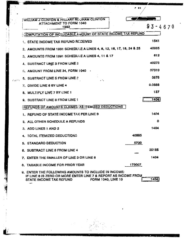 1992 U.S. Individual Income Tax Return (B_Clinton_1992) - Page 15