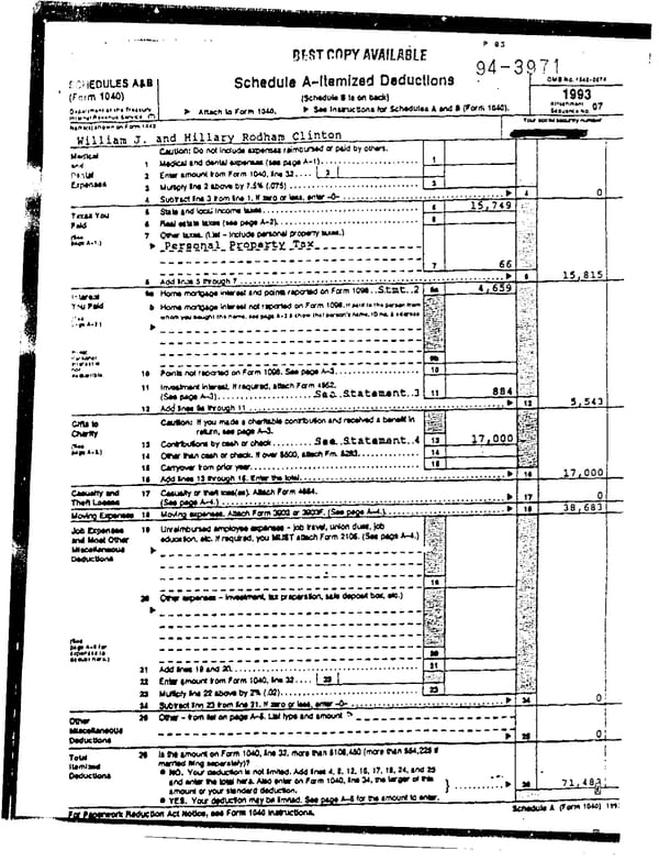 1993 U.S. Individual Income Tax Return (B_Clinton_1993) - Page 3