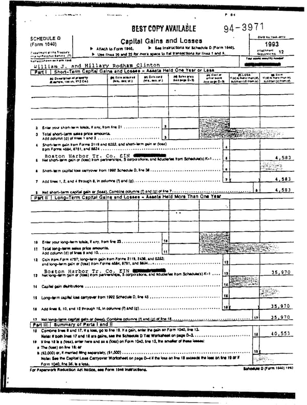 1993 U.S. Individual Income Tax Return (B_Clinton_1993) - Page 6