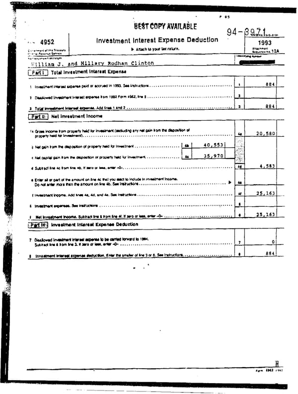 1993 U.S. Individual Income Tax Return (B_Clinton_1993) - Page 7