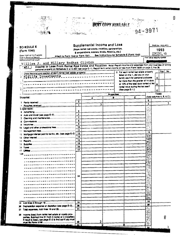 1993 U.S. Individual Income Tax Return (B_Clinton_1993) - Page 8