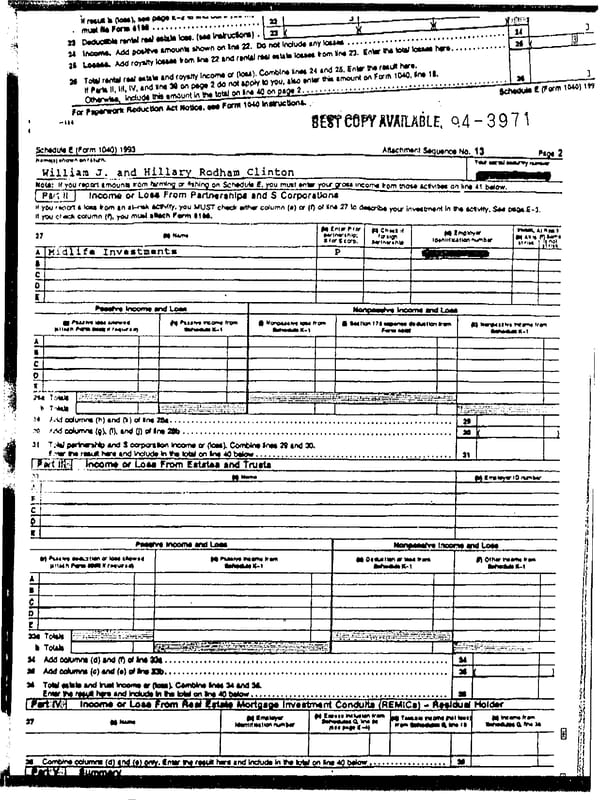 1993 U.S. Individual Income Tax Return (B_Clinton_1993) - Page 9