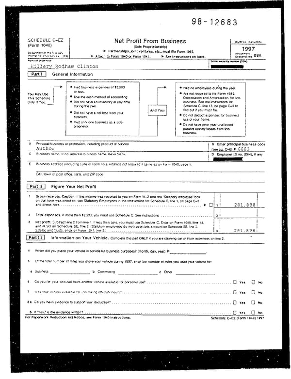 1997 U.S. Individual Income Tax Return (B_Clinton_1997) - Page 6