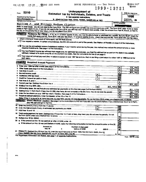 1998 U.S. Individual Income Tax Return (B_Clinton_1998) - Page 3