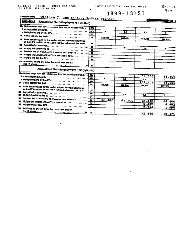 1998 U.S. Individual Income Tax Return (B_Clinton_1998) - Page 6