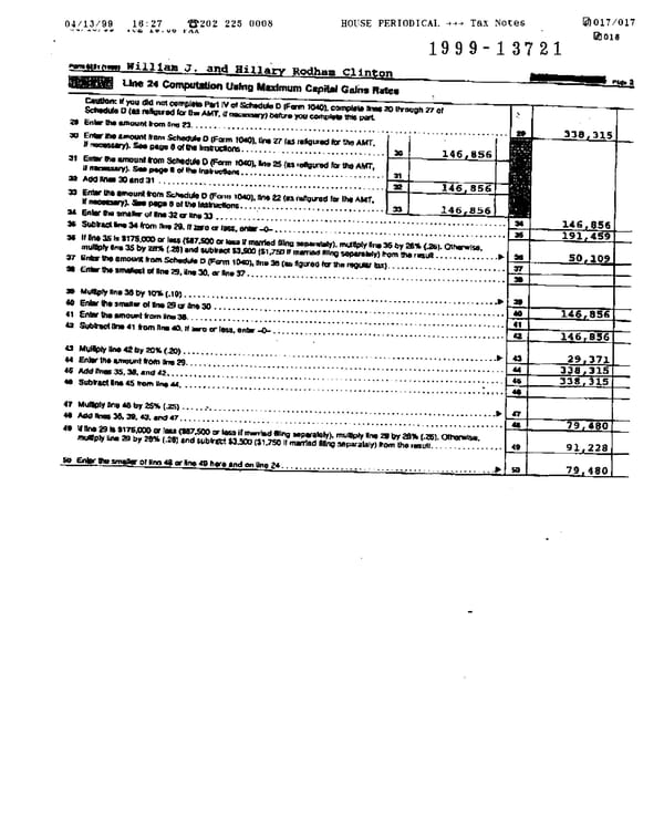 1998 U.S. Individual Income Tax Return (B_Clinton_1998) - Page 16