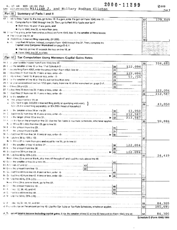 1999 U.S. Individual Income Tax Return (B_Clinton_1999) - Page 8