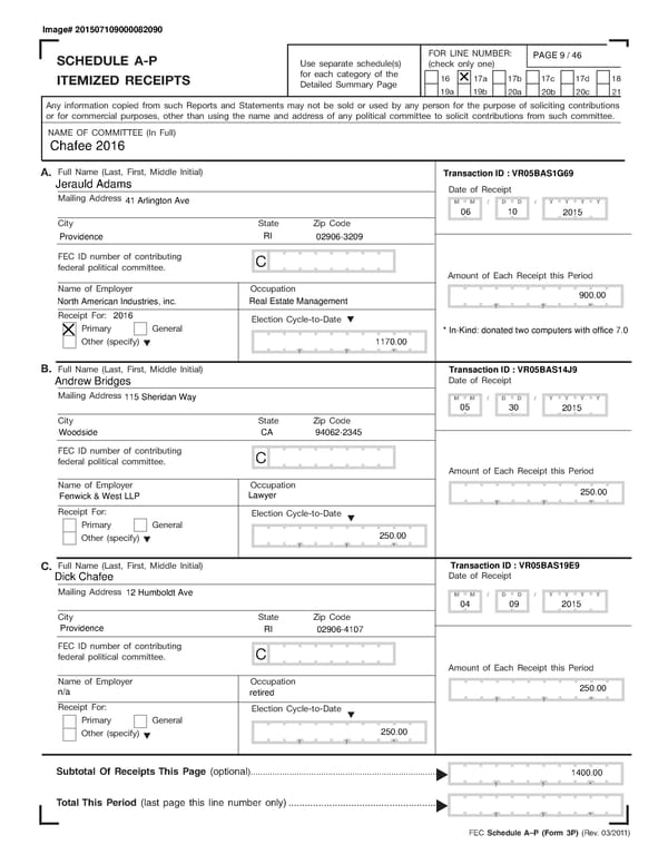 Chafee July Quarterly 2015 - Page 9