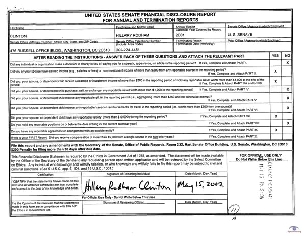 Clintons PFD 2001 - Page 1