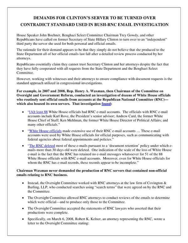 Fact Sheet - Bush-RNC Email Comparison - Page 1