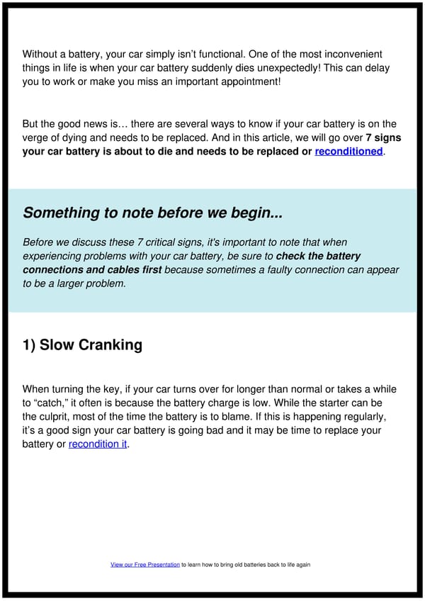 7 Signs Your Car Battery Is About To Die and Needs to Be Replaced (or reconditioned) - Page 2