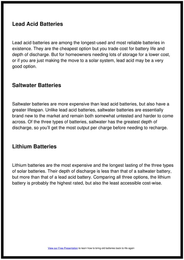 How To Pick Out The Best Battery For a Solar Panel System, Battery Bank, or Off-Grid System - Page 3