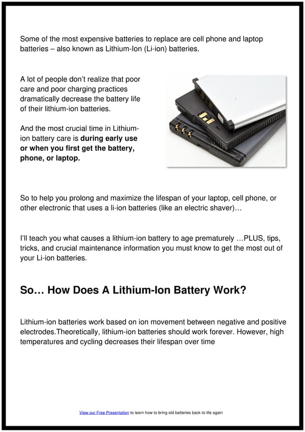 Prolong The Life Of Lithium-ion, Laptop, and Cell Phone Batteries - Page 2