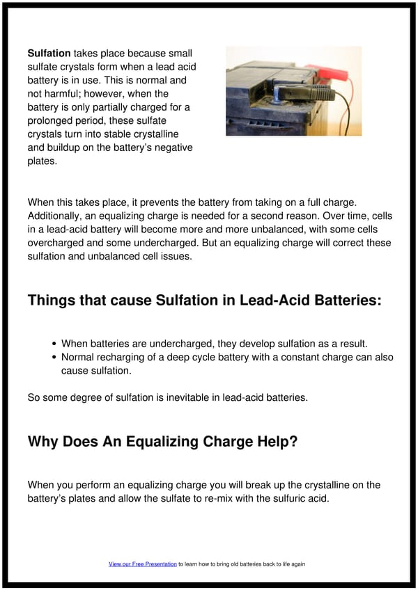 What Is An Equalizing Charge, Why Is It Needed, And How to Apply One To a Lead Acid Battery - Page 3