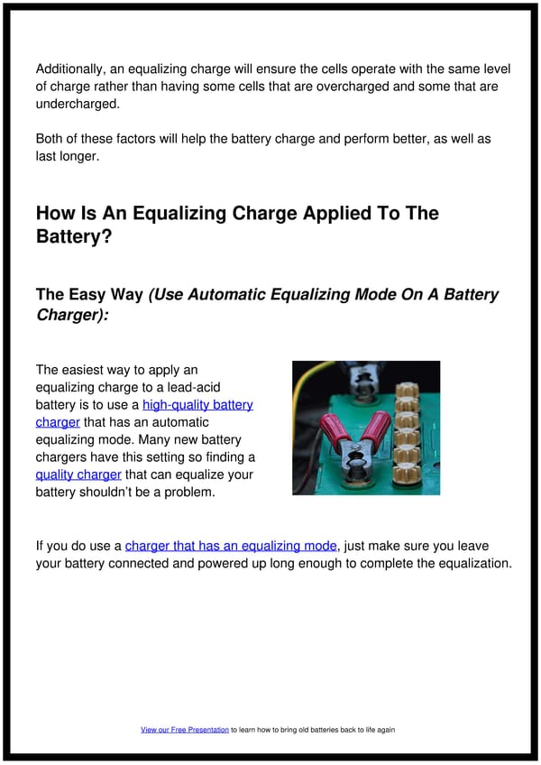 What Is An Equalizing Charge, Why Is It Needed, And How to Apply One To a Lead Acid Battery - Page 4