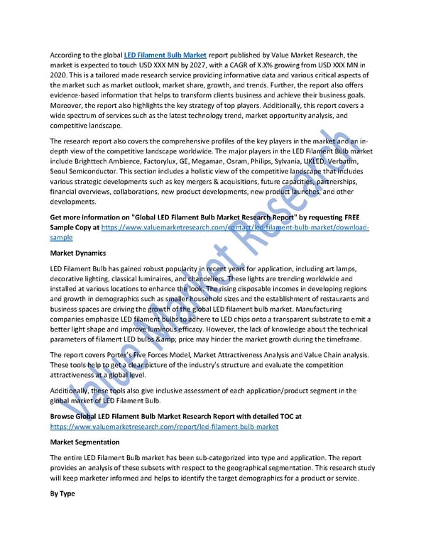 LED Filament Bulb Market Size, Key Players & Global Forecast Report to 2027 - Page 1