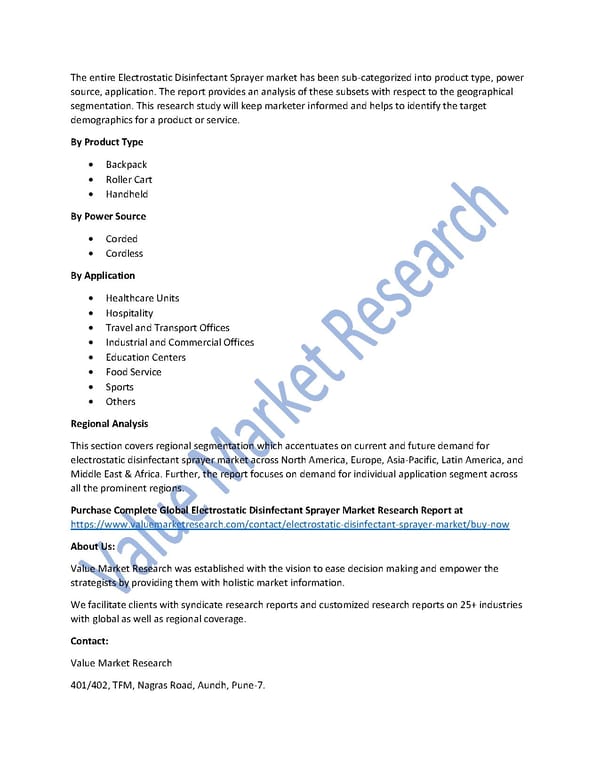 Electrostatic Disinfectant Sprayer Market Size, Trends & Global Outlook Report to 2027 - Page 2