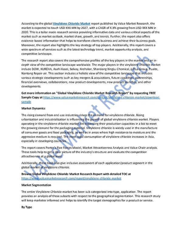 Vinylidene Chloride Market Size, Top Players & Forecast Report to 2027 - Page 1