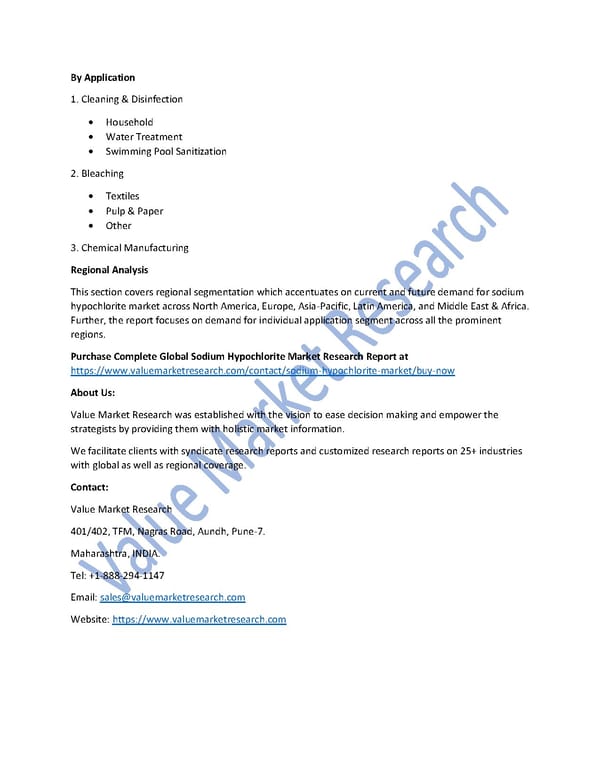 Sodium Hypochlorite Market Size, Trends & Global Outlook Report to 2027 - Page 2