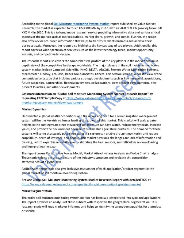 Soil Moisture Monitoring System Market Size, Top Players & Forecast Report to 2027 - Page 1