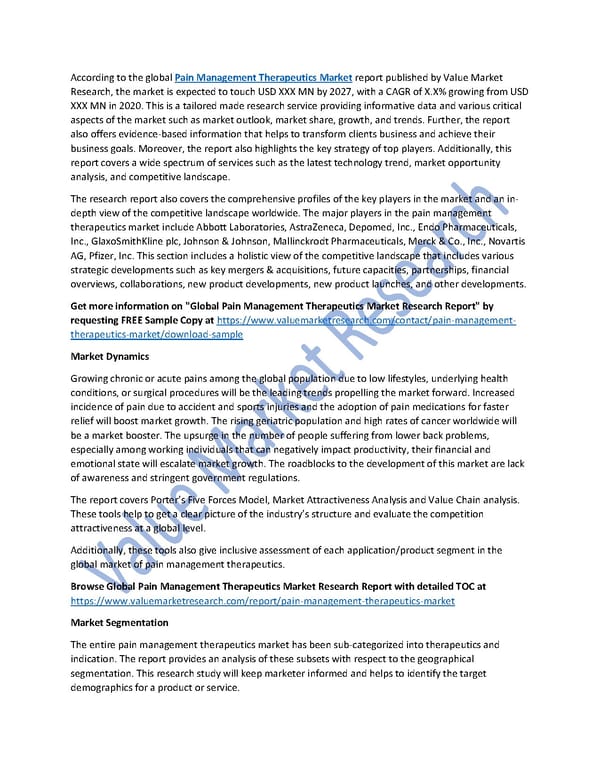 Pain Management Therapeutics Market Size, Analysis and Forecast to 2027 - Page 1