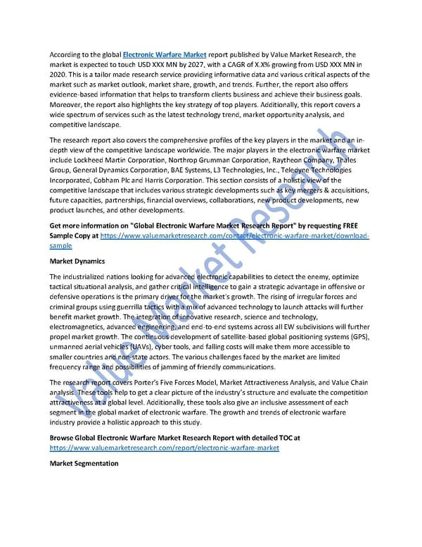 Electronic Warfare Market Size, Share, Global Forecast to 2027 - Page 1