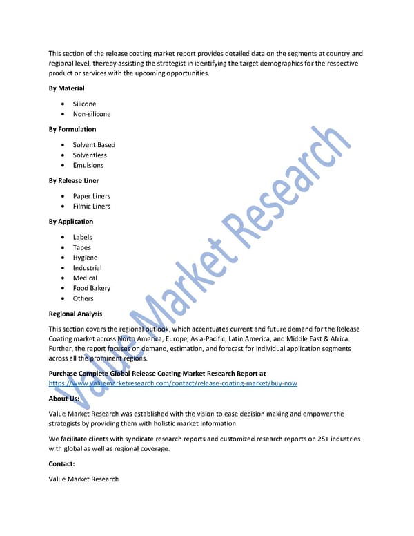 Release Coating Market Size, Trends & Global Outlook, 2020-2027 - Page 2