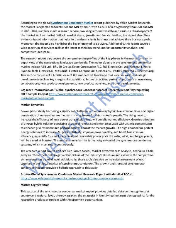 Synchronous Condenser Market Size, Top Players & Forecast Report to 2027 - Page 1