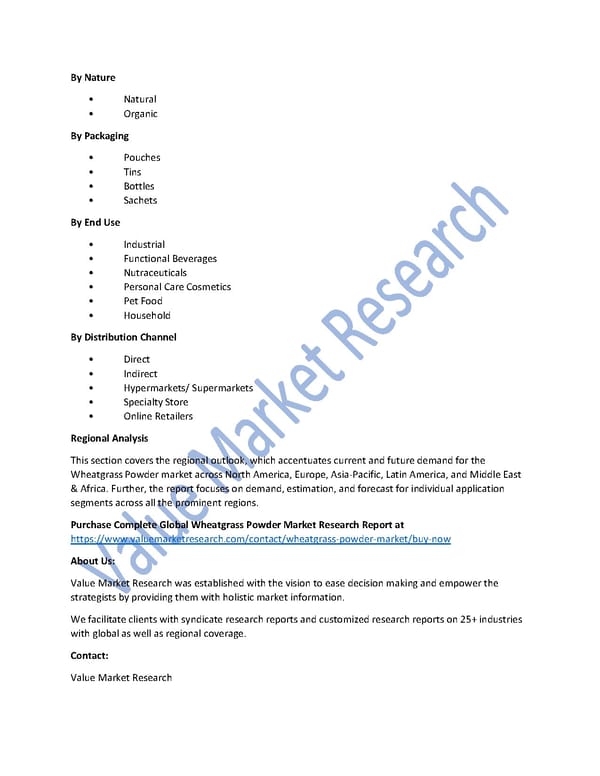 Wheatgrass Powder Market Size, Key Players & Global Forecast Report to 2027 - Page 2