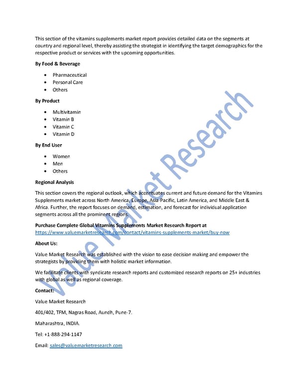 Vitamins Supplements Market Size, Analysis and Forecast to 2027 - Page 2