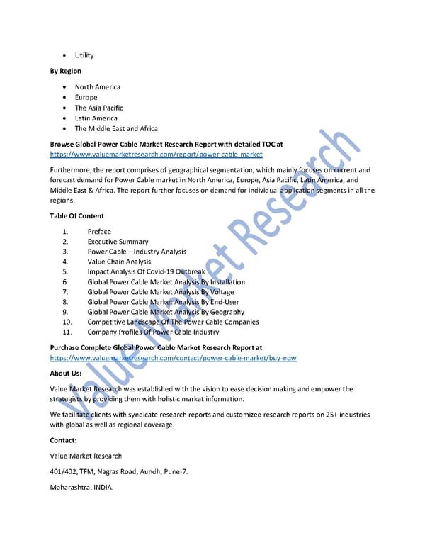 Power Cable Market Size, Analysis Report and Forecast to 2027 - Page 2