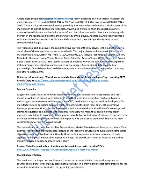 Global Inspection Machines Market - Page 1