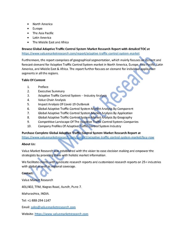 Adaptive Traffic Control System Market Size, Trends & Global Outlook Report to 2027 - Page 2