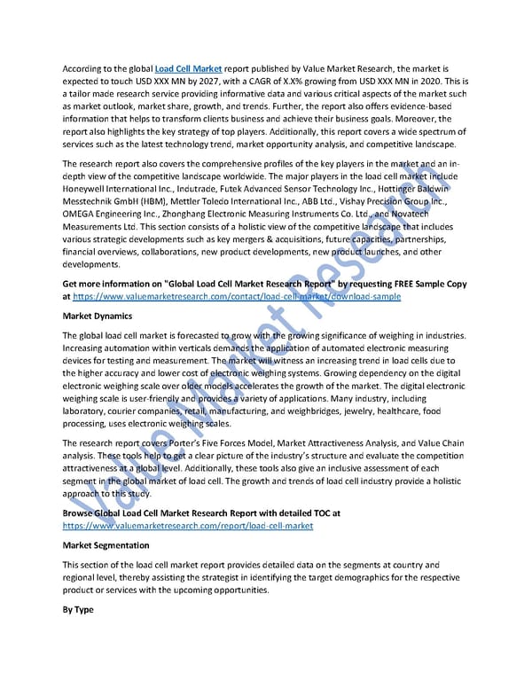 Load Cell Market Size, Analysis and Forecast to 2027 - Page 1