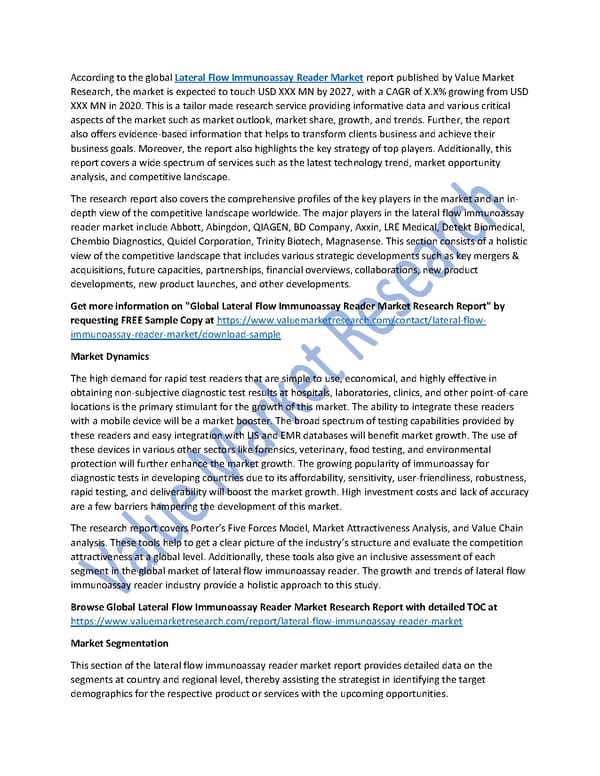 Global Lateral Flow Immunoassay Reader Market - Page 1