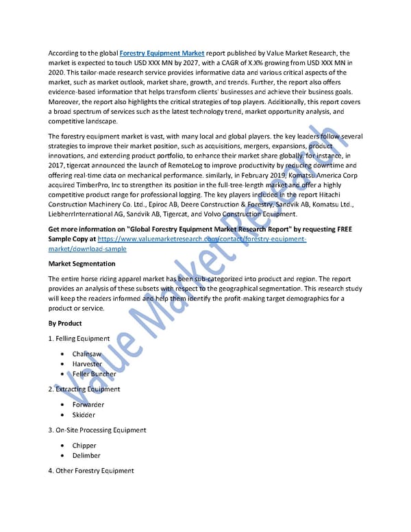 Forestry Equipment Market Size, Share, Global Forecast to 2027 - Page 1