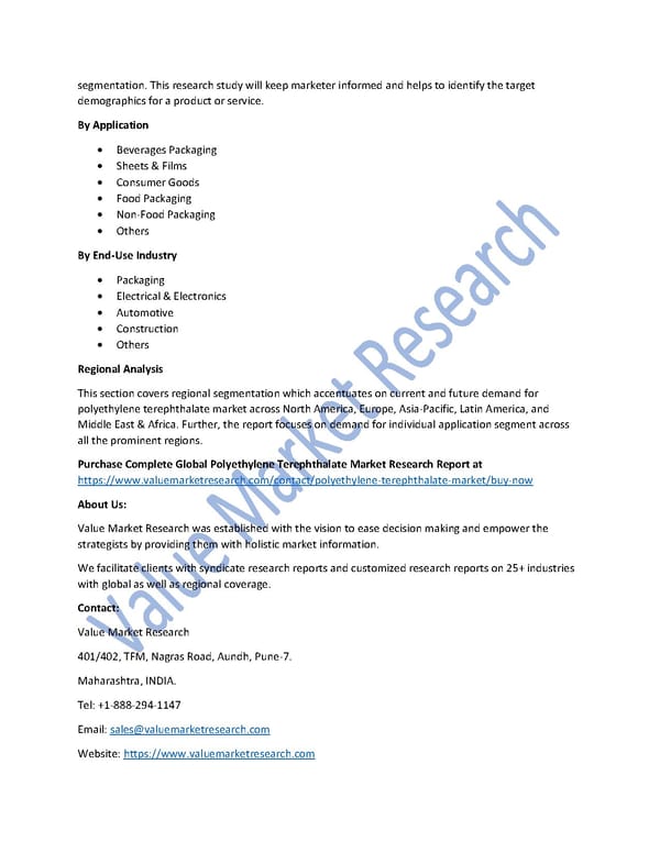 Polyethylene Terephthalate Market Size, Trends & Global Outlook Report to 2027 - Page 2