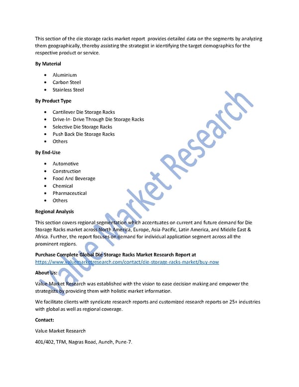 Die Storage Racks Market Size, Share, Global Forecast to 2027 - Page 2