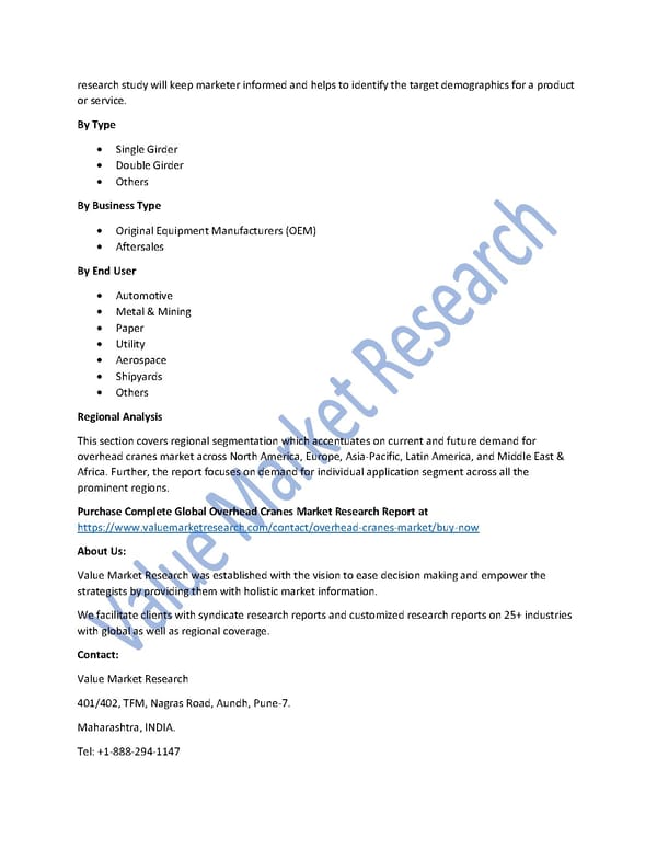 Overhead Cranes Market Size, Trends & Global Outlook Report to 2027 - Page 2