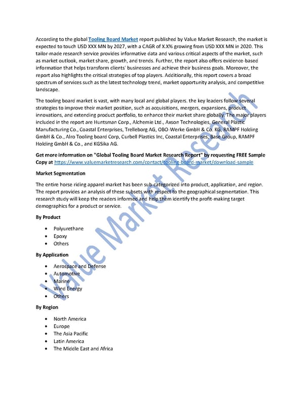 Tooling Board Market Size, Share, Global Forecast to 2027 - Page 1