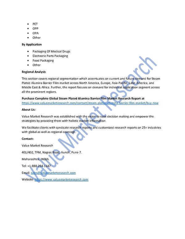 Steam Plated Alumina Barrier Film Market Size, Key Players, Global Forecast to 2027 - Page 2