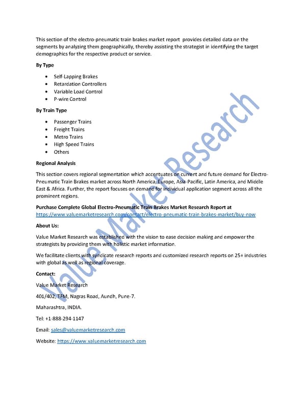 Electro-Pneumatic Train Brakes Market Size, Share, Global Forecast to 2027 - Page 2