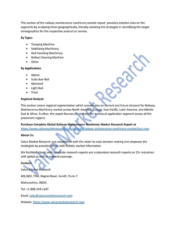 Railway Maintenance Machinery Market Size, Trends & Global Outlook Report to 2027 - Page 2