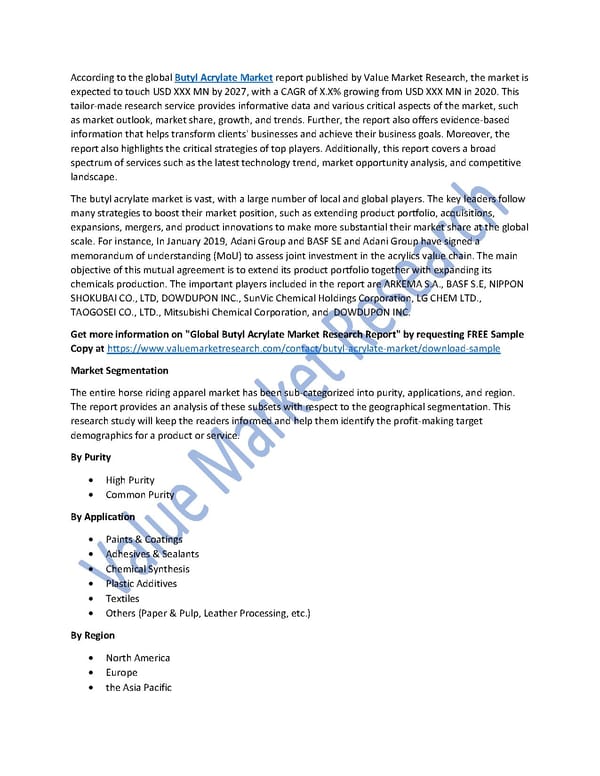 Butyl Acrylate Market Size, Share, Analysis and Forecast to 2027 - Page 1